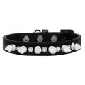 Mirage Pet Products Crystal & White Spikes Dog CollarBlack Size 16 625-WT BK16
